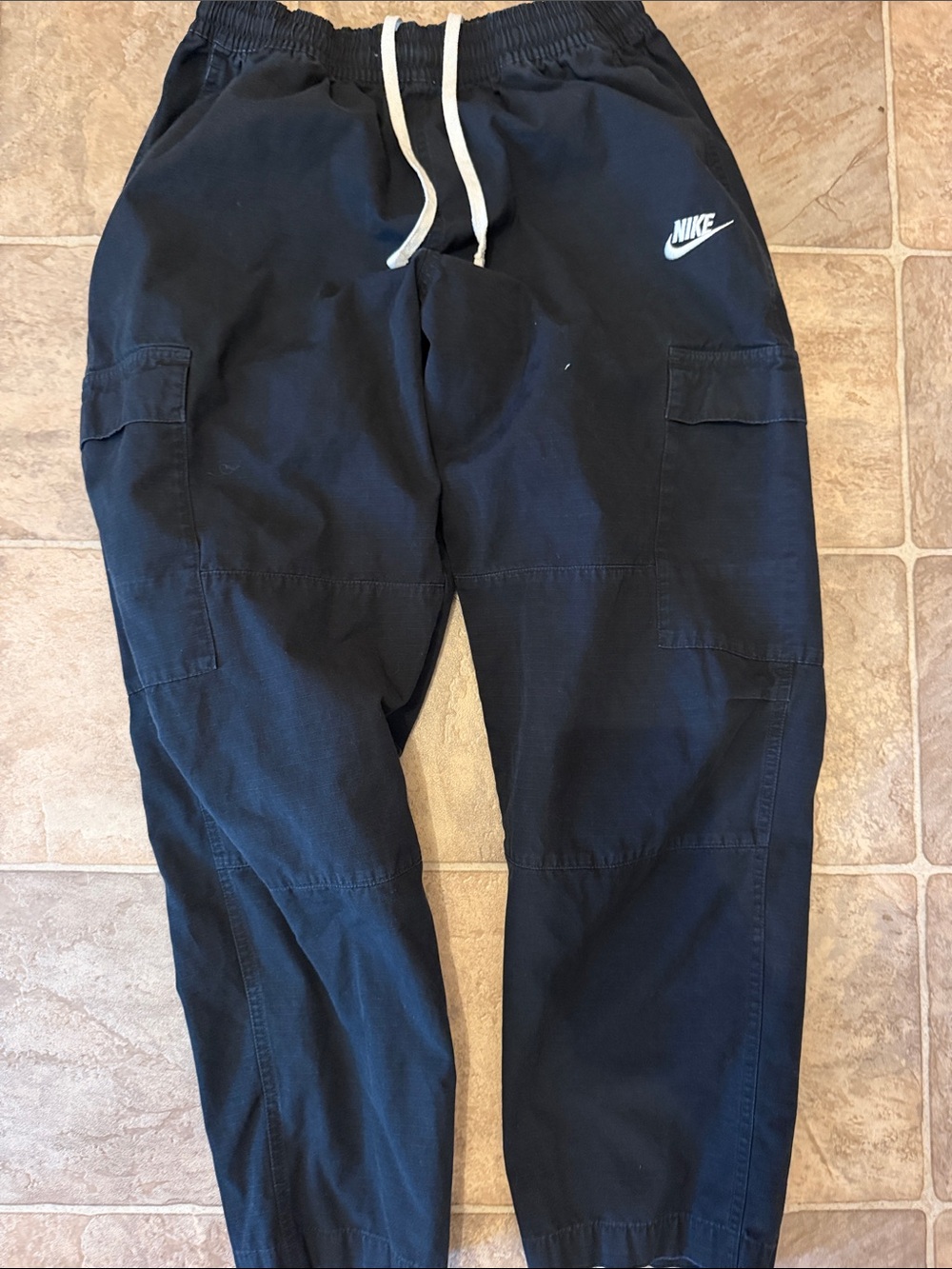 Nike Black Men's Cargo Pants with White Logo
